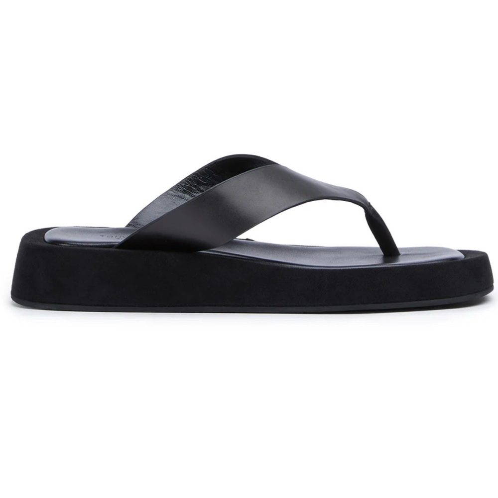 Tony Bianco Ives Como Black Thong Sandals
